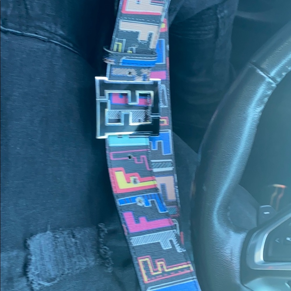 Fendi Zucca multicolored unisex belt 46/115